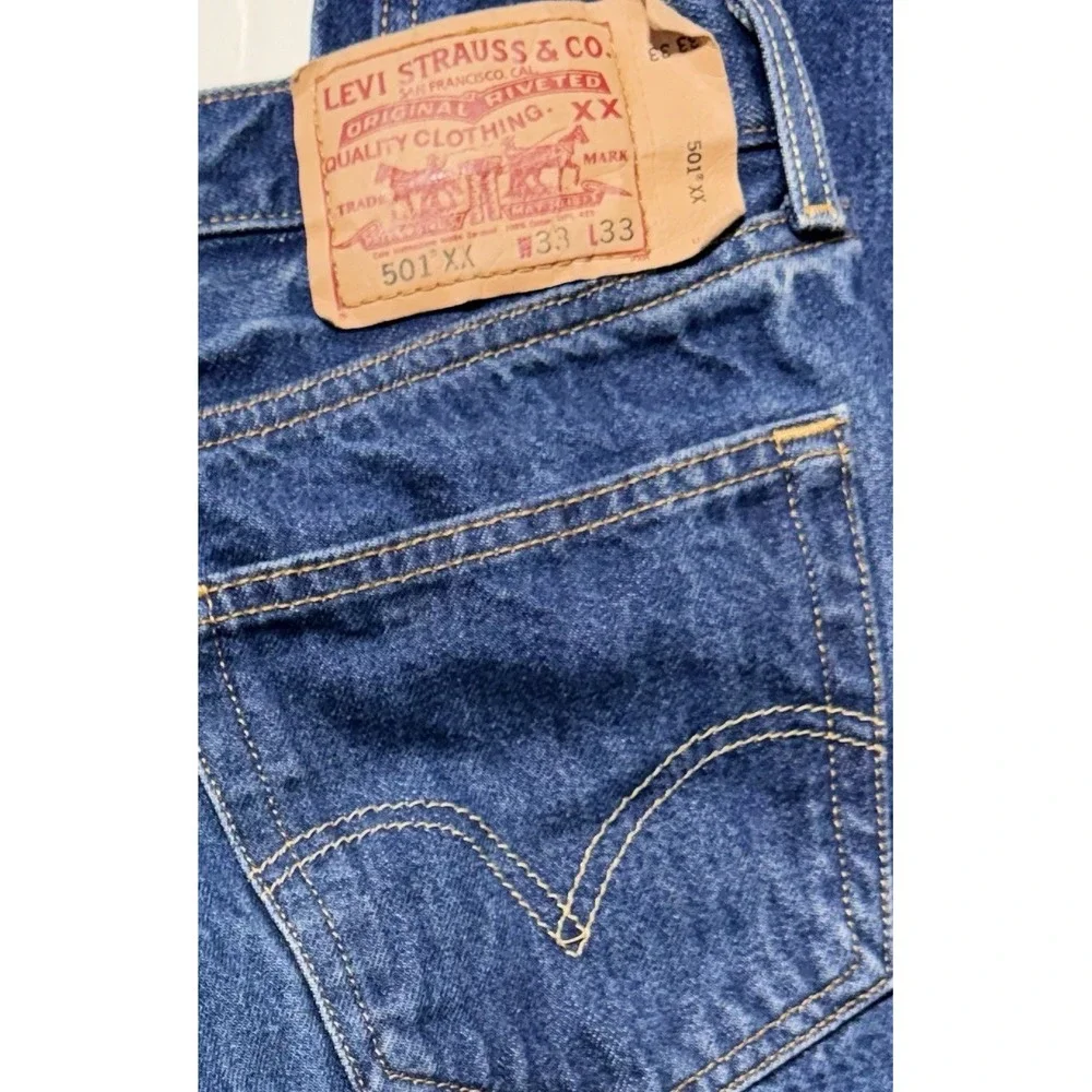 Levis 501 XX Mens Jeans 33x33 Fits 32x30 Blue Denim Button Fly Straight
